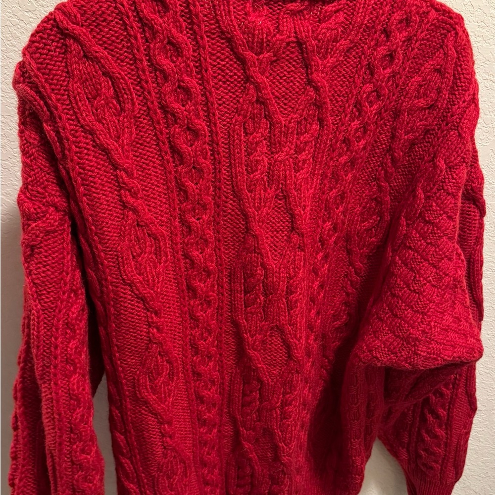 Aran Crafts Vibrant Red Crewneck Sweater - Picture 2 of 14